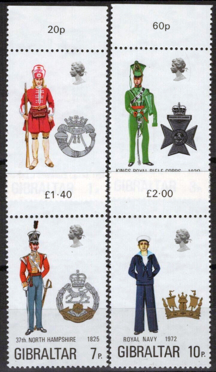 Gibraltar 286-289 MNH Military Uniforms Navy Rifle Corps 042523S59M