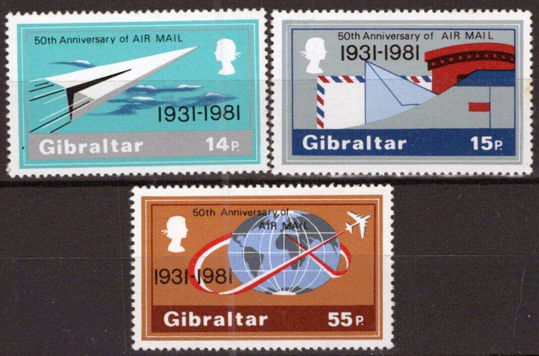 Gibraltar 410-412 MNH Airmail Service Planes Postal Service 042523S90M