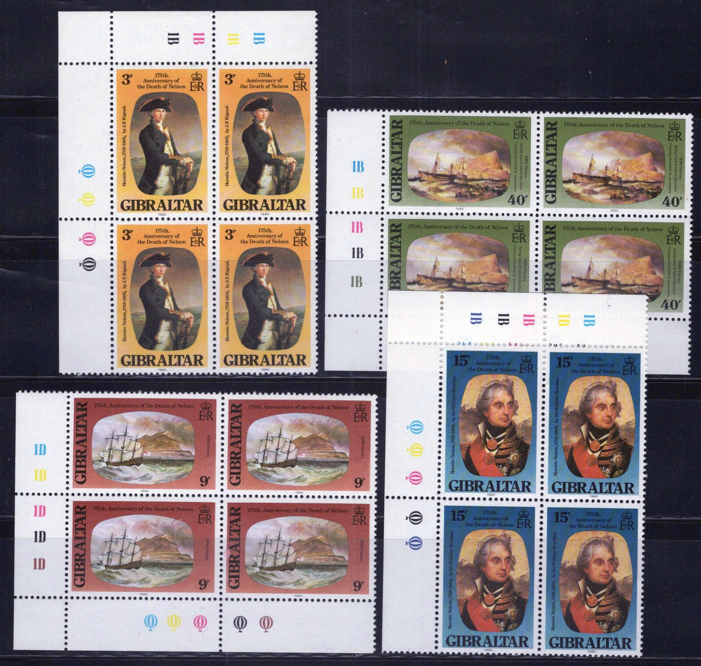 Gibraltar 394-397 MNH Block Ships Lord Horatio Nelson Paintings 042523S87