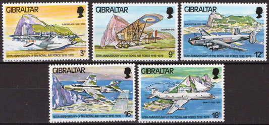 Gibraltar 369-373 MNH Royal Air Force Military Aviation Planes 042523S79M