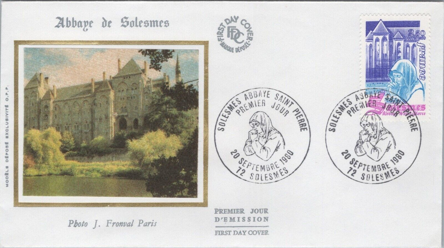 France FDC Modele Depose Solesmes Abbey Monastery 040922SM215