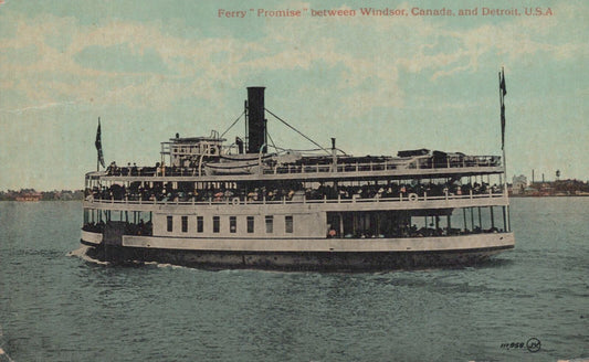 ZAYIX Postcard Great Lakes Ferry Promise between Windsor & Detroit Divided Back