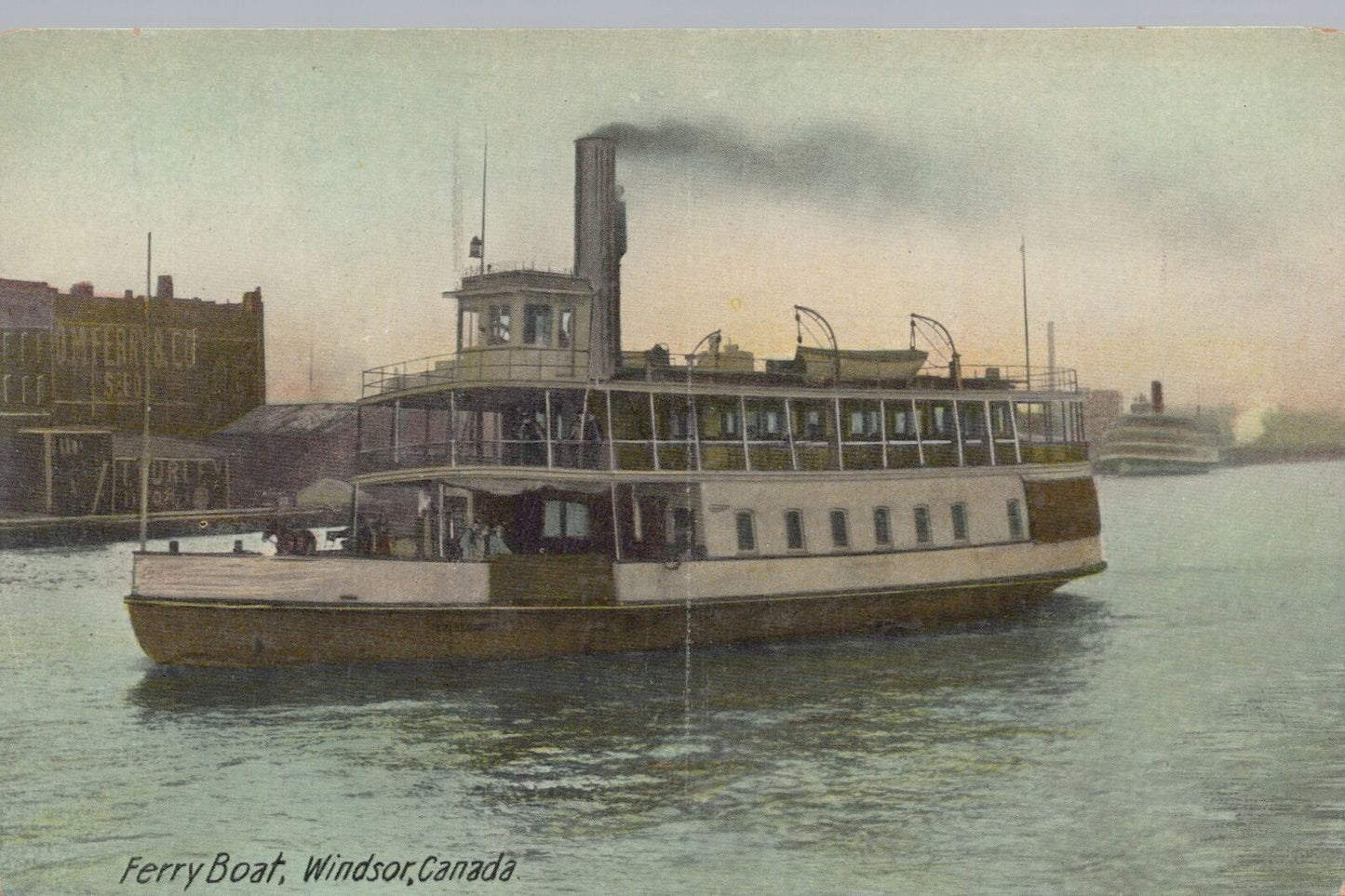 ZAYIX Postcard Great Lakes Ferry Boat Windsor Canada Divided Back Private Card