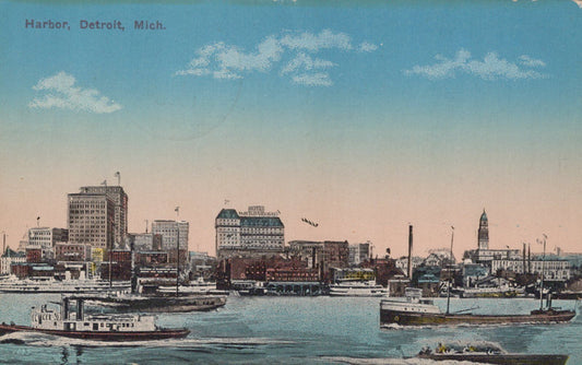 ZAYIX Postcard Great Lakes Ship Harbor Detroit Michigan 1912 Divided Back