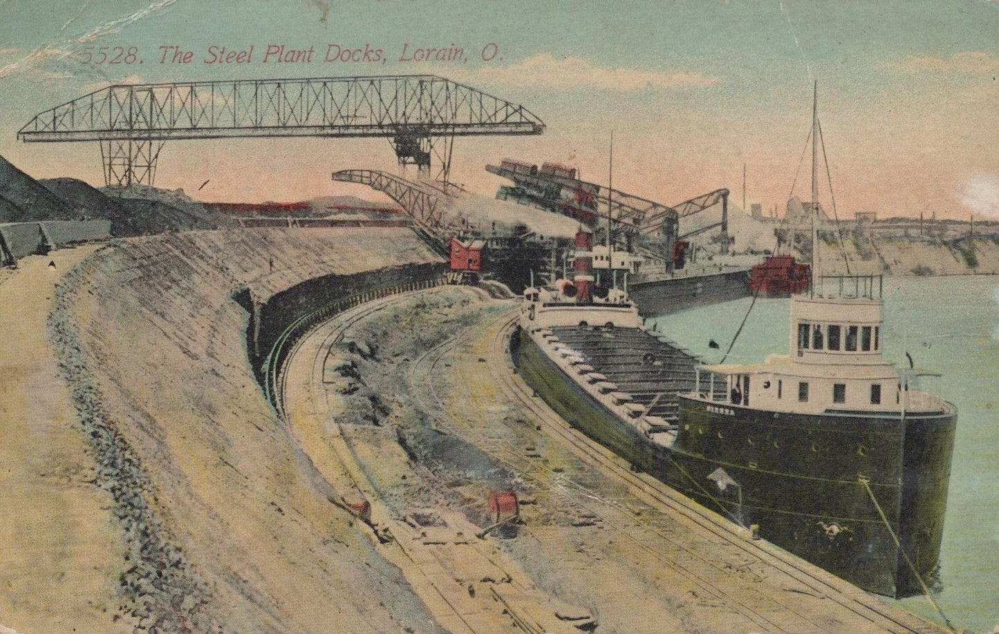 ZAYIX Postcard Great Lakes Ship SS Sierra Freighter Steel Plant Docks Lorain OH