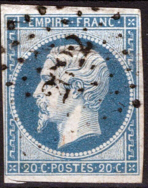 France 15 Used 20c bl bluish Imperf Emperor Napoleon III 051023SM54M