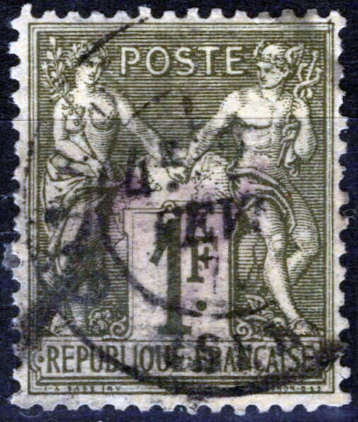 France 76 Used Type I 1fr brnz grn straw Peace & Commerce 051023SM63