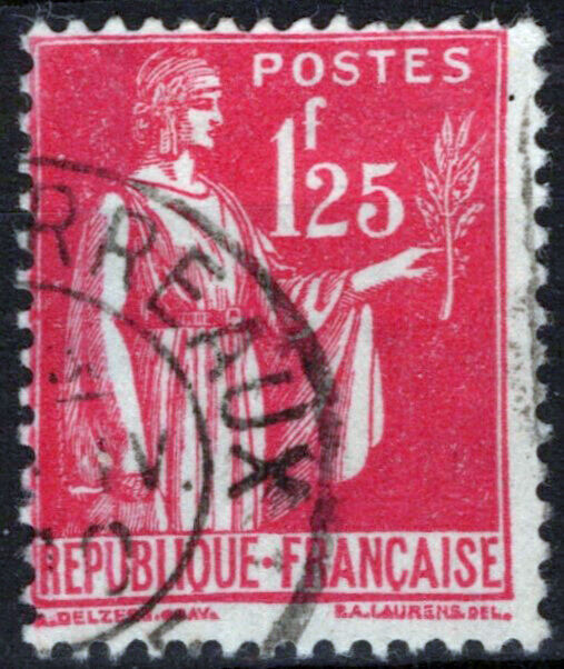 France 280 Used 1.25fr rose car Peace Olive Branch 051023SM95