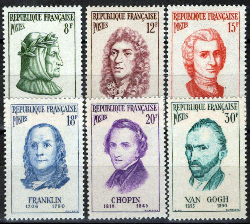 France 811-816 MNH Famous Figures Van Gogh Rousseau Chopin 051023SM128M