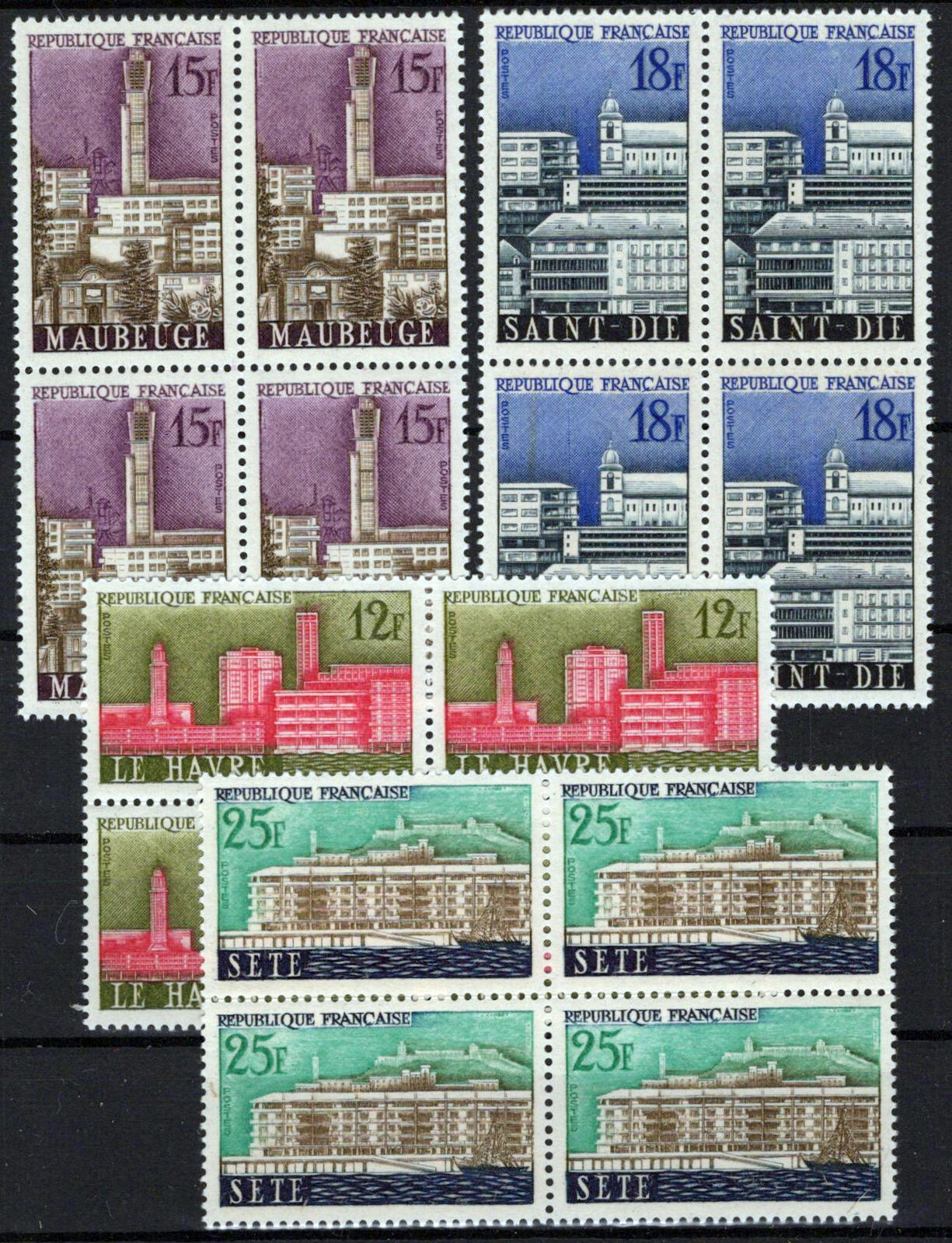 France 874-877 MNH Block Architecture War Damaged Cities 051023SM131M