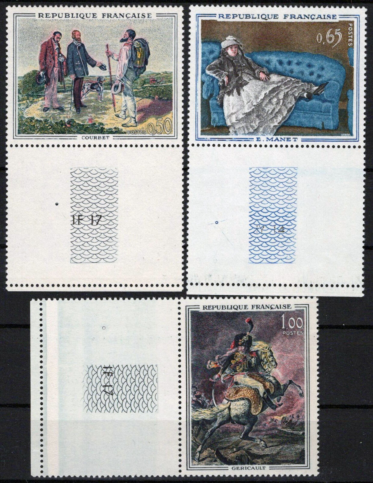 France 1049-1051 MNH Paintings Artist Courbet Manet Horses 051023SM146