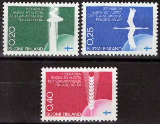 Finland 450-452 MNH Birds Swan Globe Flag Independence 032323SM130M