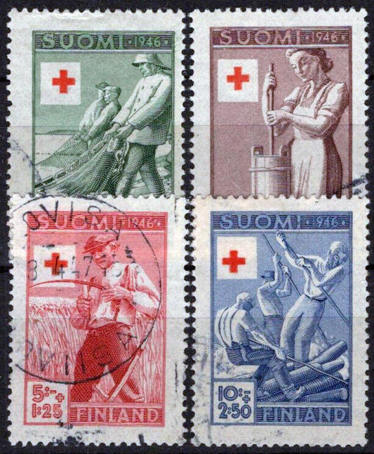 Finland B74-B77 Used Semi-Postal Red Cross Fishing Logging 032323SM142