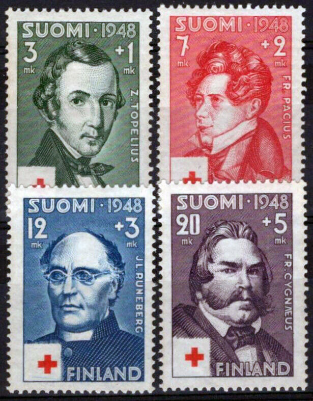 Finland B87-B90 MNH Semi-Postal Red Cross Zachris Topelius 032323SM144