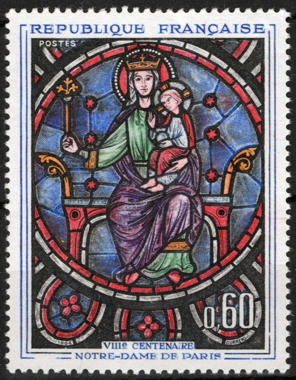 France 1090 MNH Stained Glass Madonna & Child Notre Dame 051023SM152M