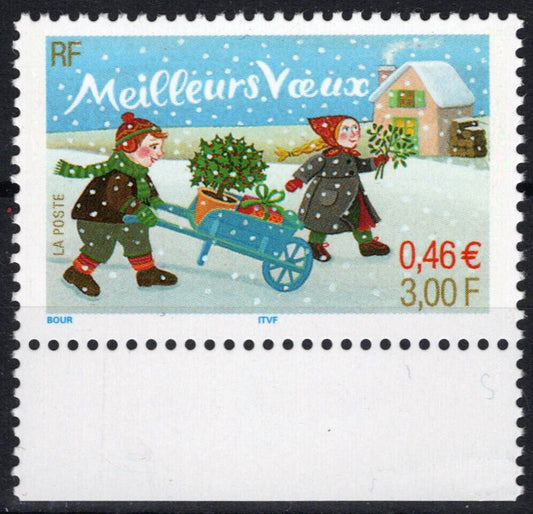 France 2844 MNH Christmas Holiday Greetings Snowman Children 032323SM124