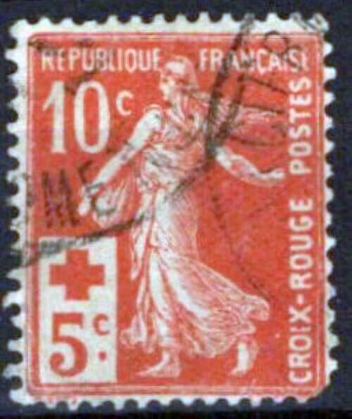 France B2 Used Semi-Postal Sower Red Cross clipped perf 051023S173