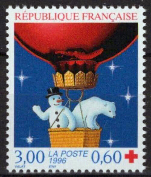 France B676 MNH Semi-Postal Christmas Snowman Bears Red Cross 032323SM184