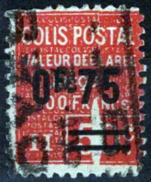 France Q87 Used Parcel Post Surcharged 75c on 50c red 042523SM75