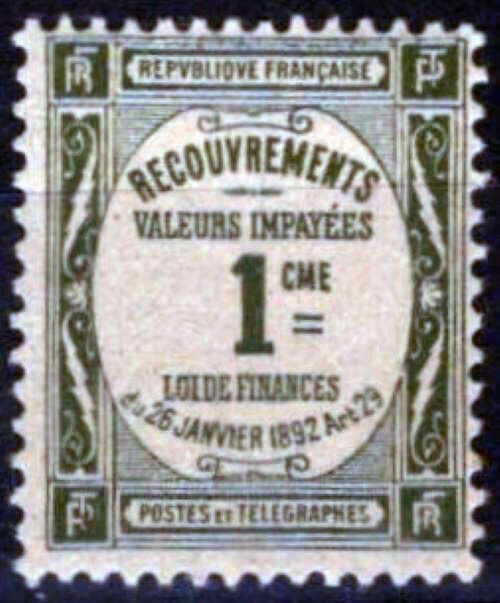 France J46 MH Postage Due 1c olive grn Recouvrements Stamps 042523SM72