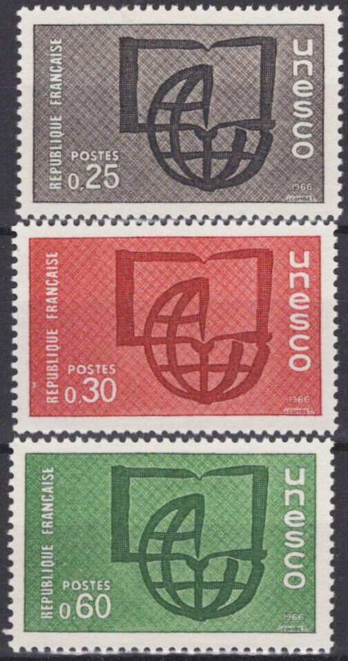 France UNESCO 2O6-2O8 MNH Globe Book 060823S26