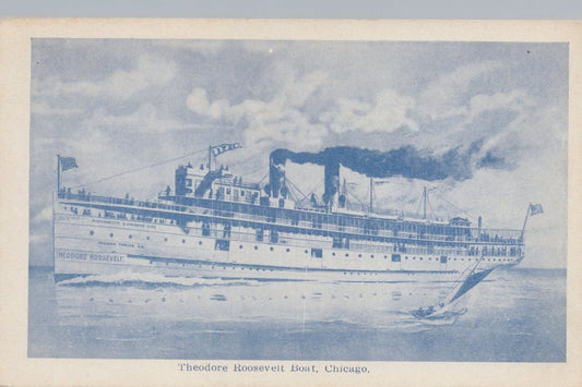 ZAYIX Postcard Great Lakes Steamship SS Theodore Roosevelt Boat Chicago c1910