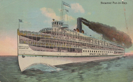 ZAYIX Postcard Great Lakes Steamer PUT-IN-BAY Ashley & Dustin Steamer Line c1912