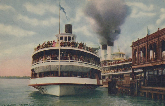 ZAYIX Postcard Great Lakes Belle Island Ferry Steamers Pleasure & Tashmoo c1910