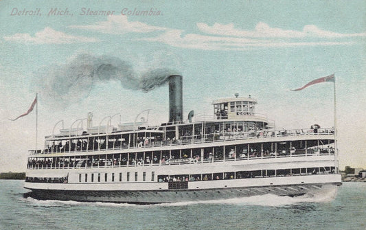 ZAYIX Postcard Great Lakes Passenger Steamer SS Columbia Detroit Unposted XF