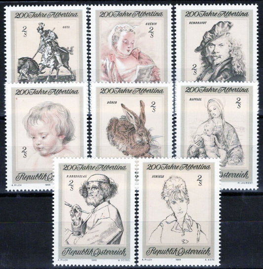 Austria 846-853 MNH Art Etchings Durer Goya Raphael Rembrandt