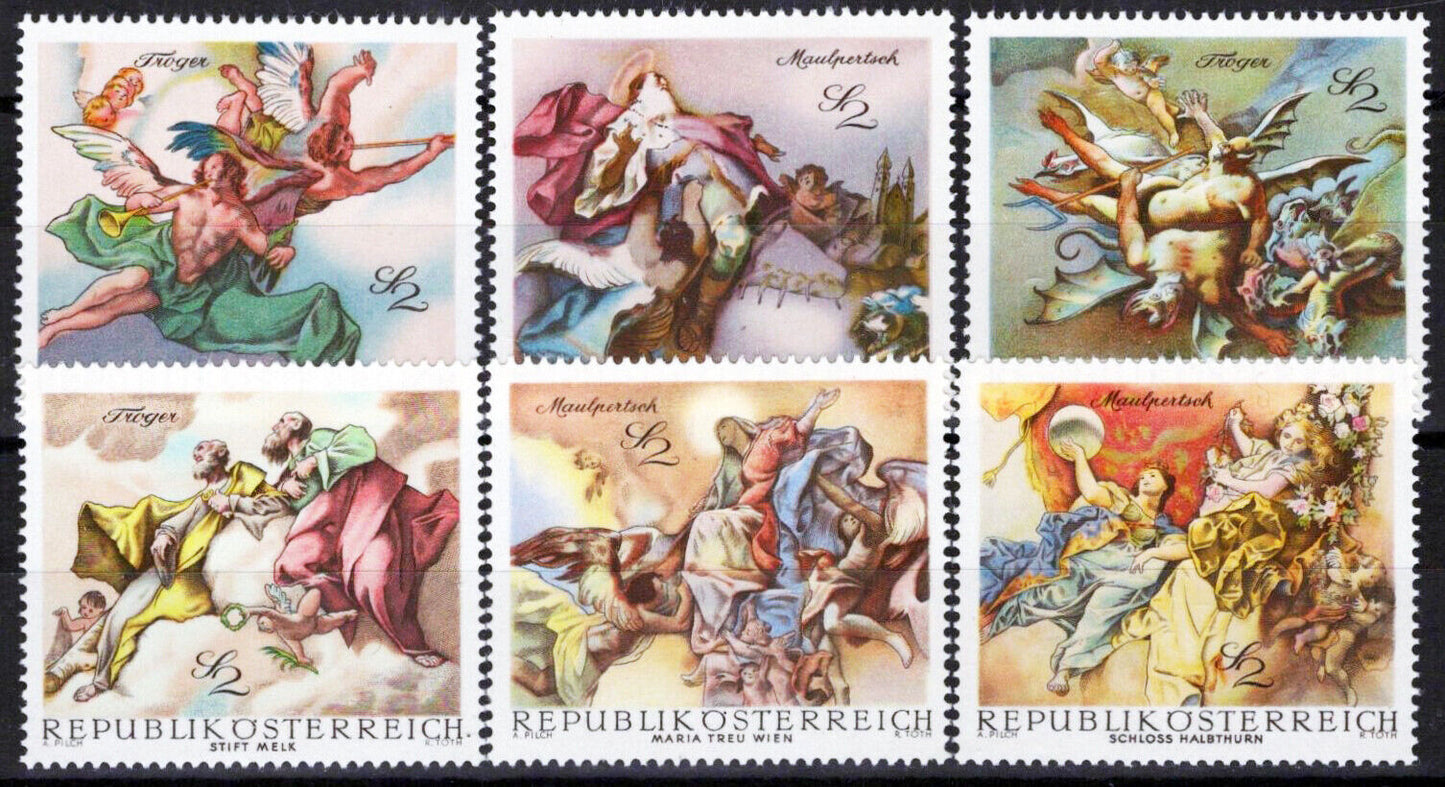 Austria 824-829 MNH Baroque Frescoes Angels Last Judgement