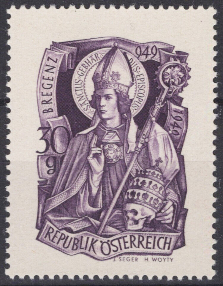 Austria 564 MNH St. Gebhard Saint Bishop of Vorarlberg