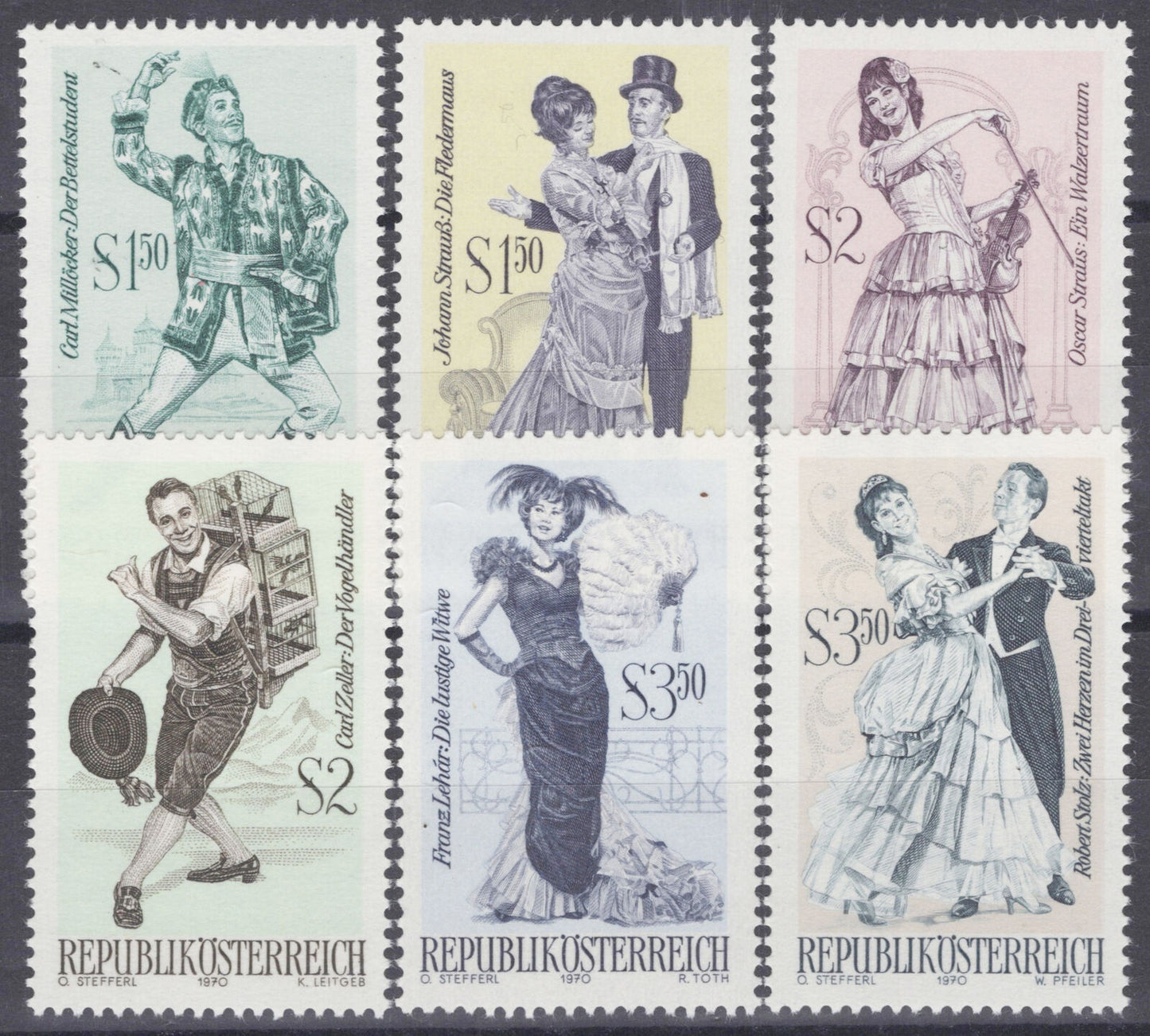 Austria 871-876 MNH Operas Entertainment Music