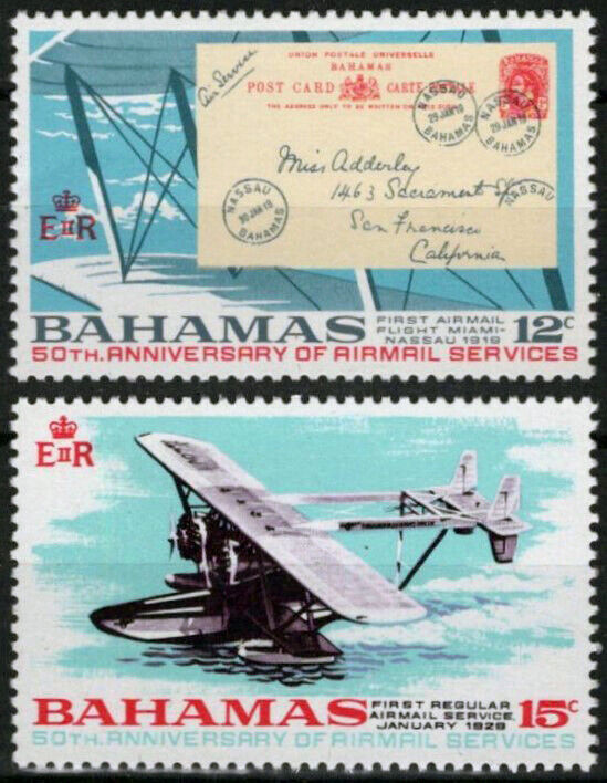 Bahamas 288-289 MNH Aviation Postal Card Seaplane ZAYIX 062723S09M