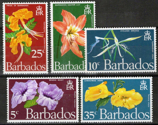 Barbados 348-352 MNH Flowers Plants Nature Orchids Lilies ZAYIX 062723S20M