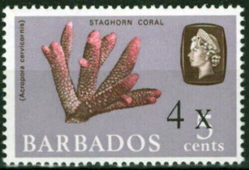 Barbados 327 MNH Surcharged Marine Life Coral ZAYIX 062723S28M