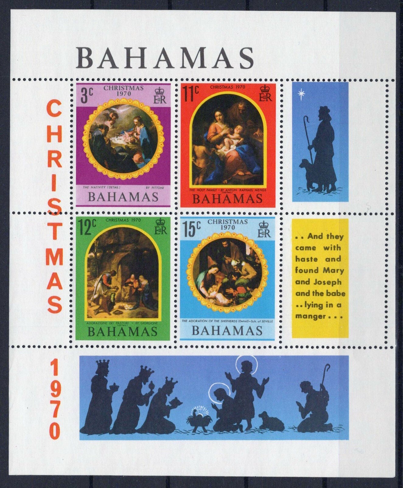 Bahamas 312a MNH Christmas Paintings Nativity ZAYIX 061223SM50M