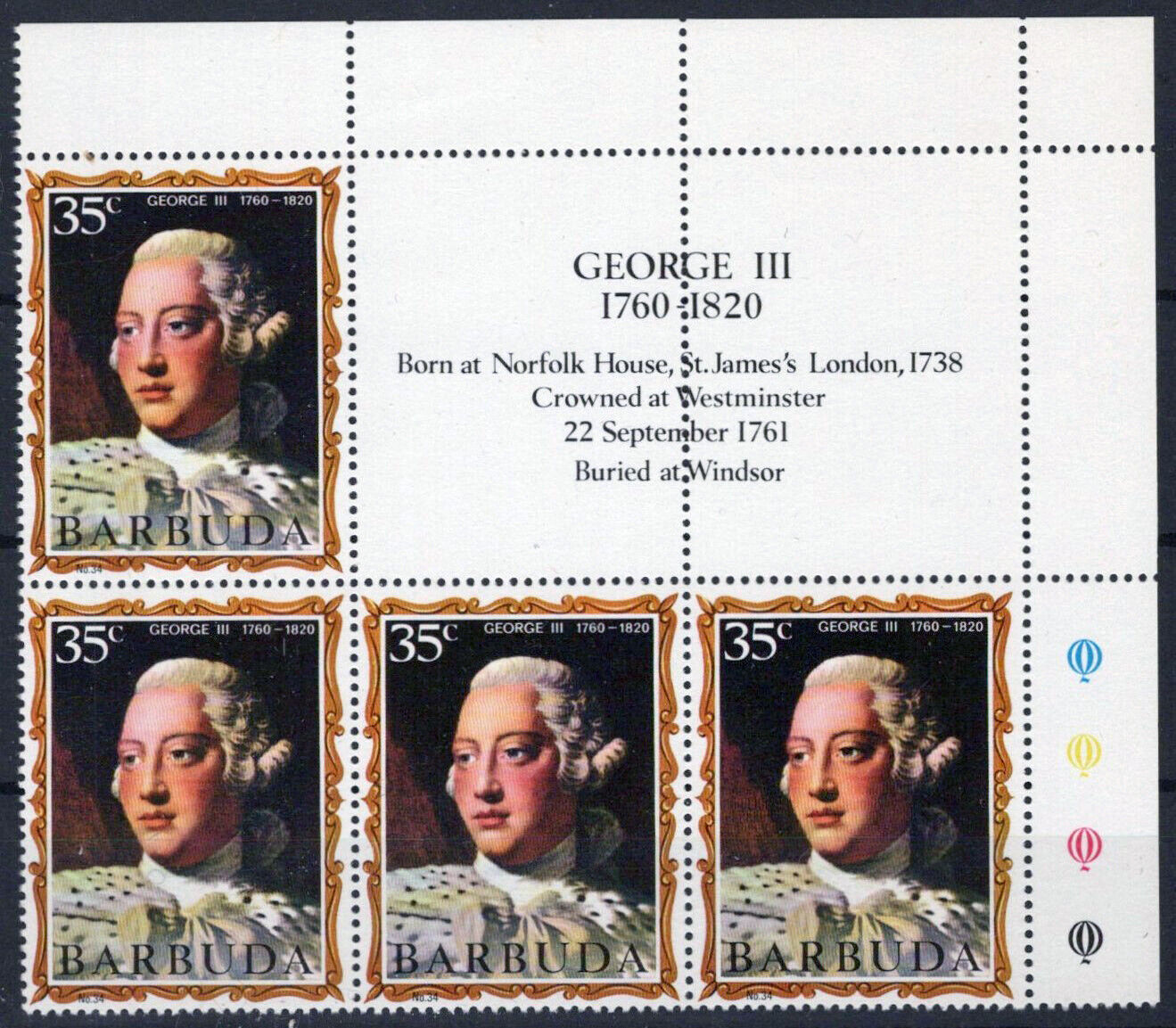 Barbuda 76 MNH George III Royalty English Monarchs ZAYIX 062723S57