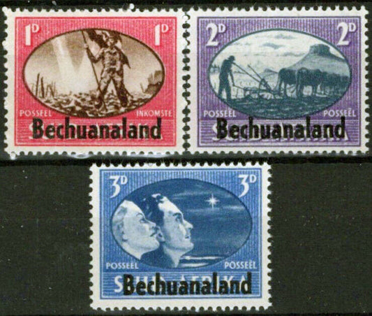 Bechuanaland 137b-139b MNH South Africa Overprint WWII Military 062723S69