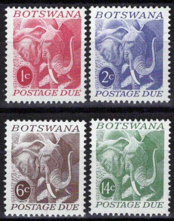 Botswana J4-J7 MNH Postage Due Elephants Wildlife Animals 062723S102M