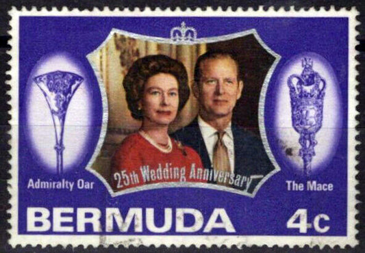 Bermuda 296 Used Royalty Silver Wedding Queen Elizabeth II ZAYIX 071423S103