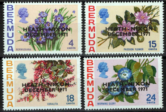 Bermuda 288-291 MNH Overprint Heath-Nixon Flowers Plants  ZAYIX 071423S102M