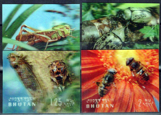 Bhutan 101-101C MNH 3-D Insects Nature Beetles Grasshoppers ZAYIX 071423S126M