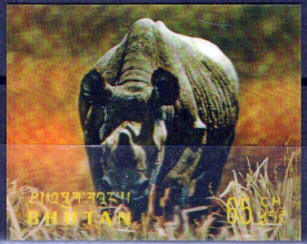 Bhutan 116F MNH 3-D Rhinoceros Wildlife Animals ZAYIX 071423S124M