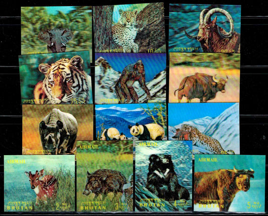 Bhutan 116-116L MNH 3-D Animals Wildlife Elephants Tigers ZAYIX 071423S119