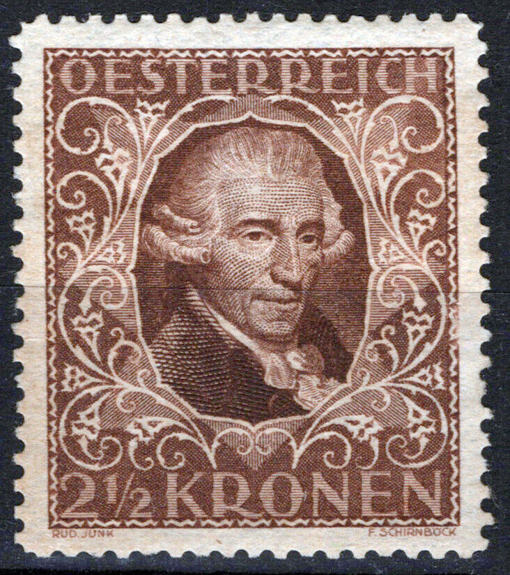 Austria B50a MNH perf. 12.5 Franz Joseph Haydn, Composer Music