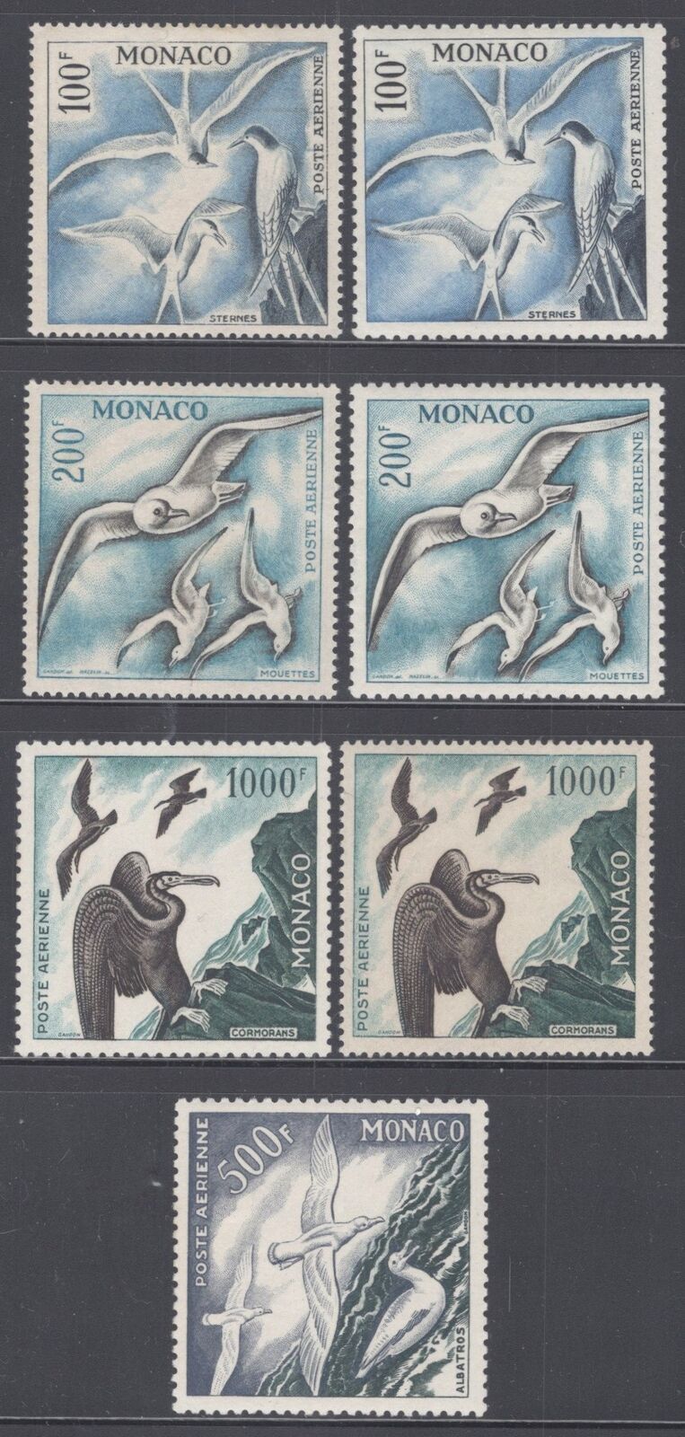 Monaco C41-C44, C41a-C44a MLH Birds Perf 11 & 13 types 092222SM62