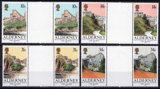 Alderney 28-31 MNH Gutter Pairs Forts Military Grosnez Tourgis