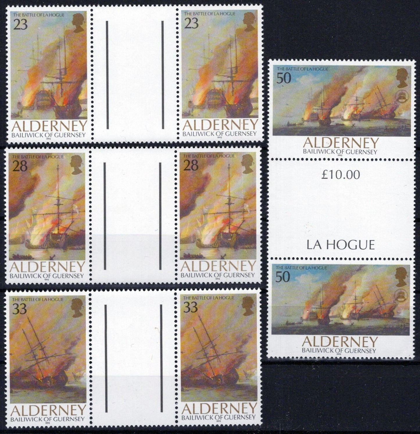 Alderney 65-68 MNH Gutter Pairs Battle of La Hogue Ships