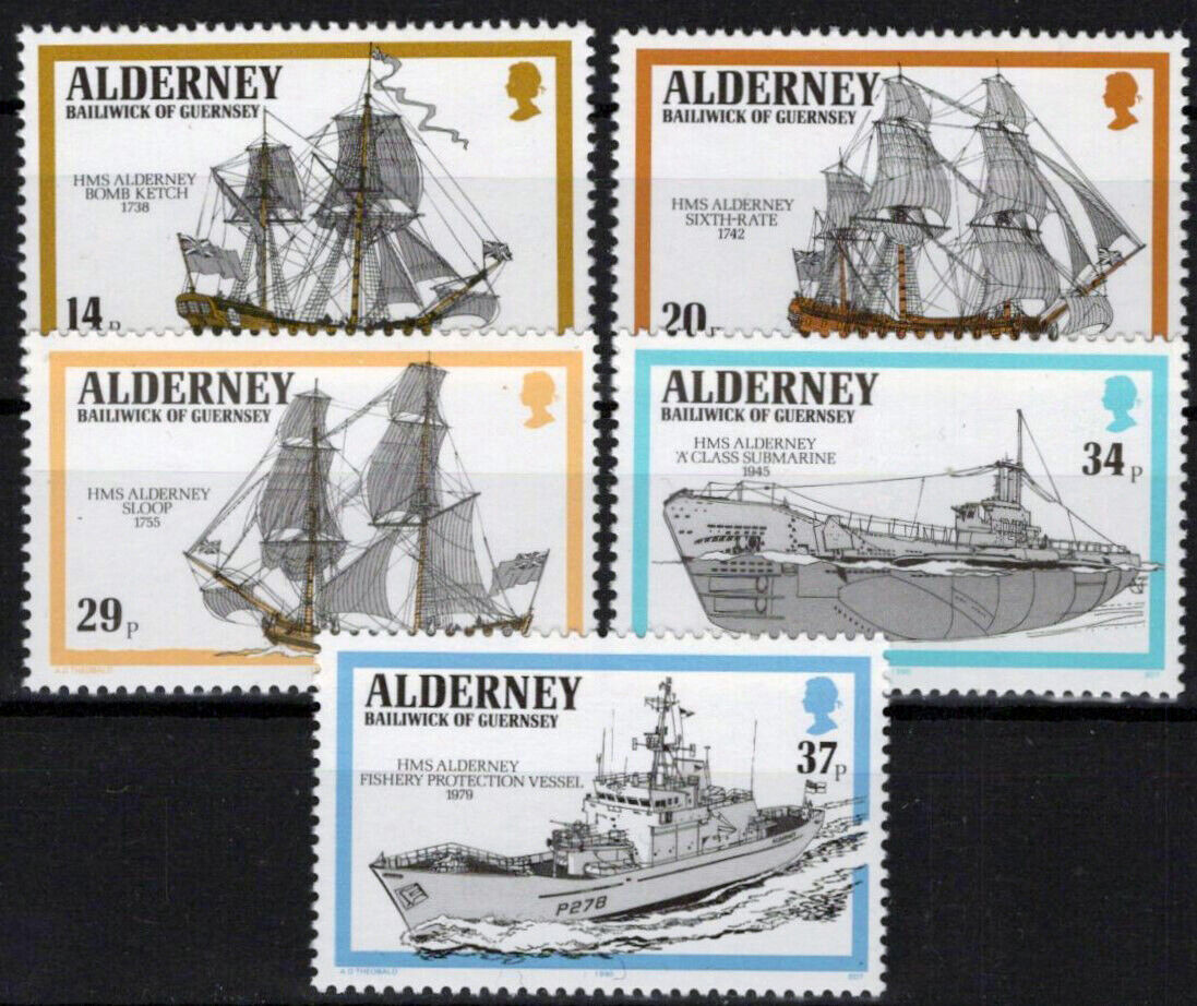 Alderney 55-59 MNH Ships Transportation Fishing